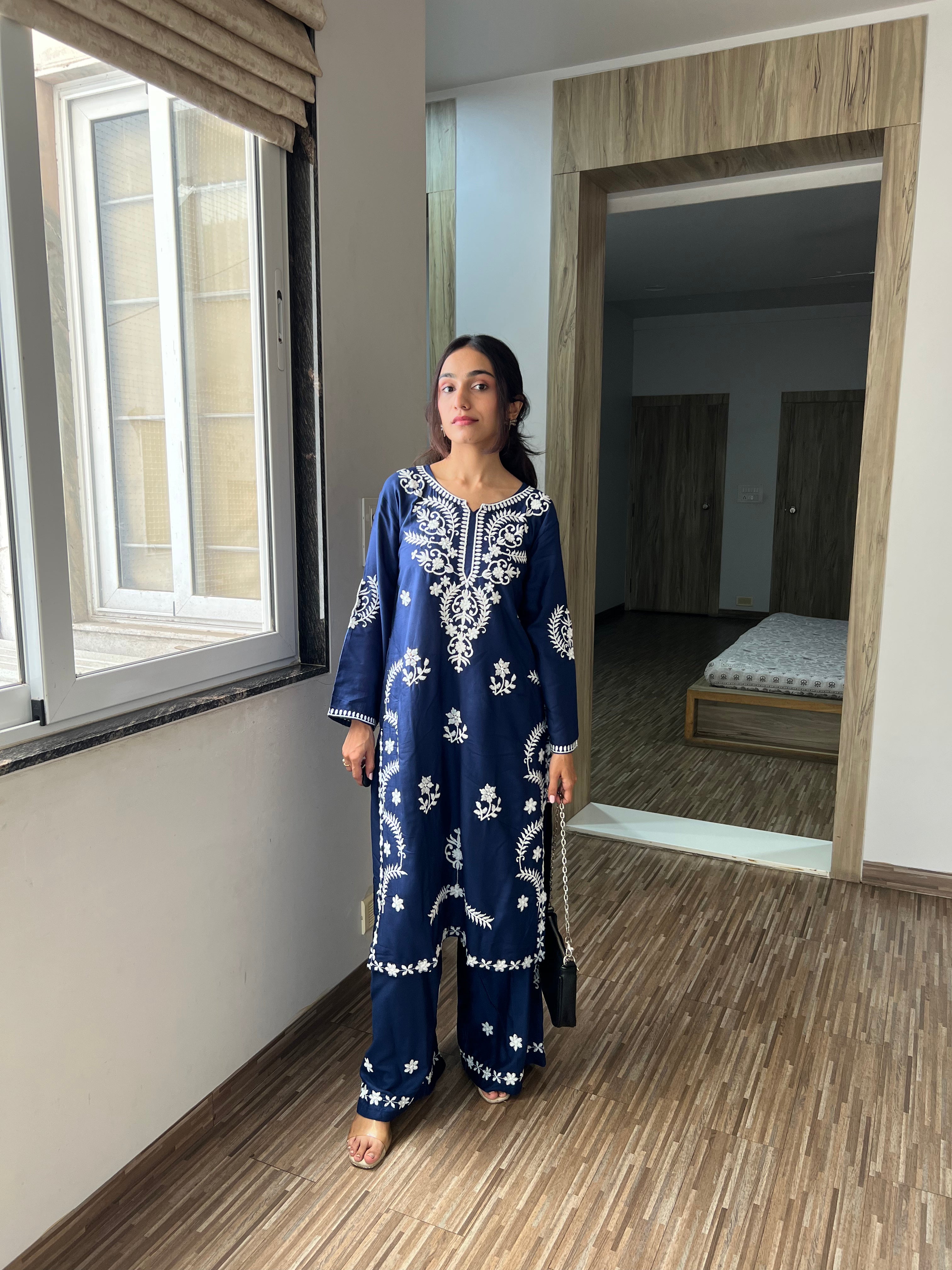 Sitara Blue Chikankari Kurta with Palazzo – Royal & Elegant