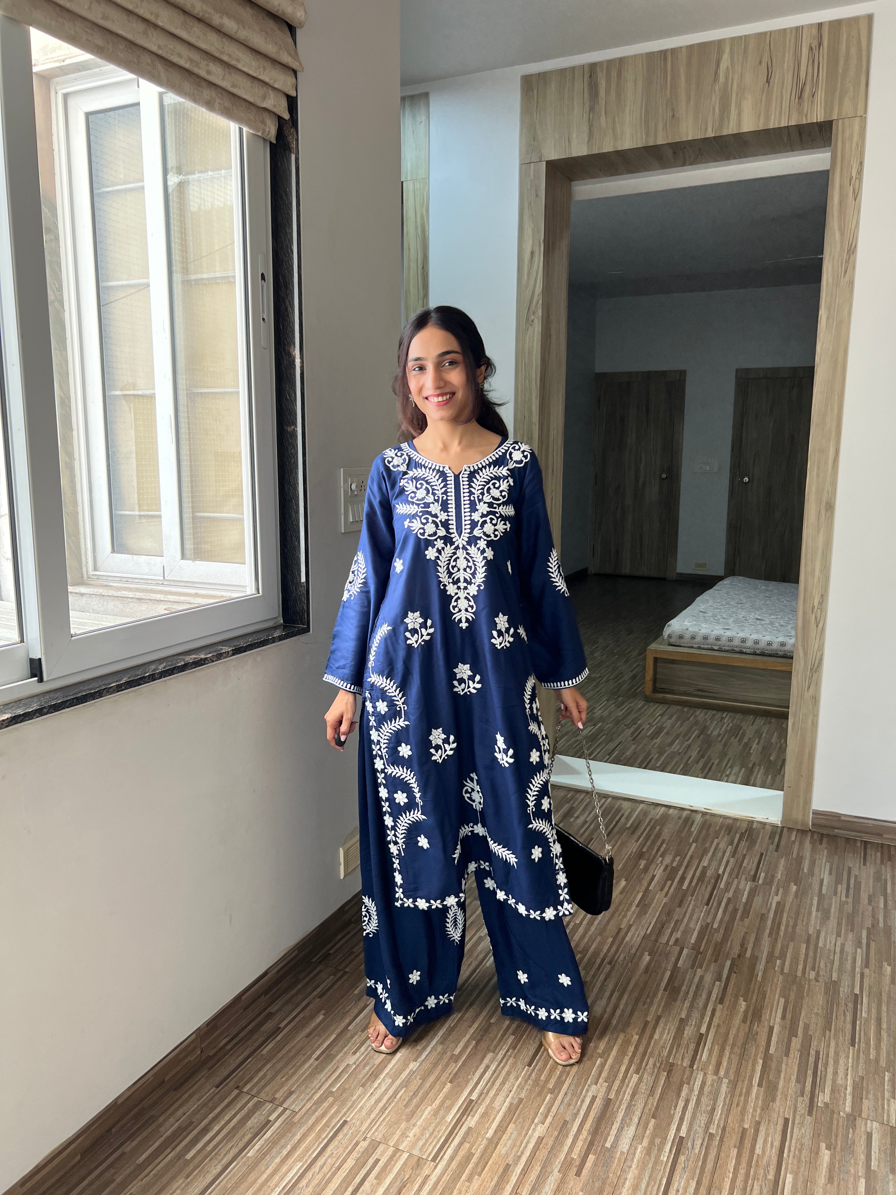 Sitara Blue Chikankari Kurta with Palazzo – Royal & Elegant