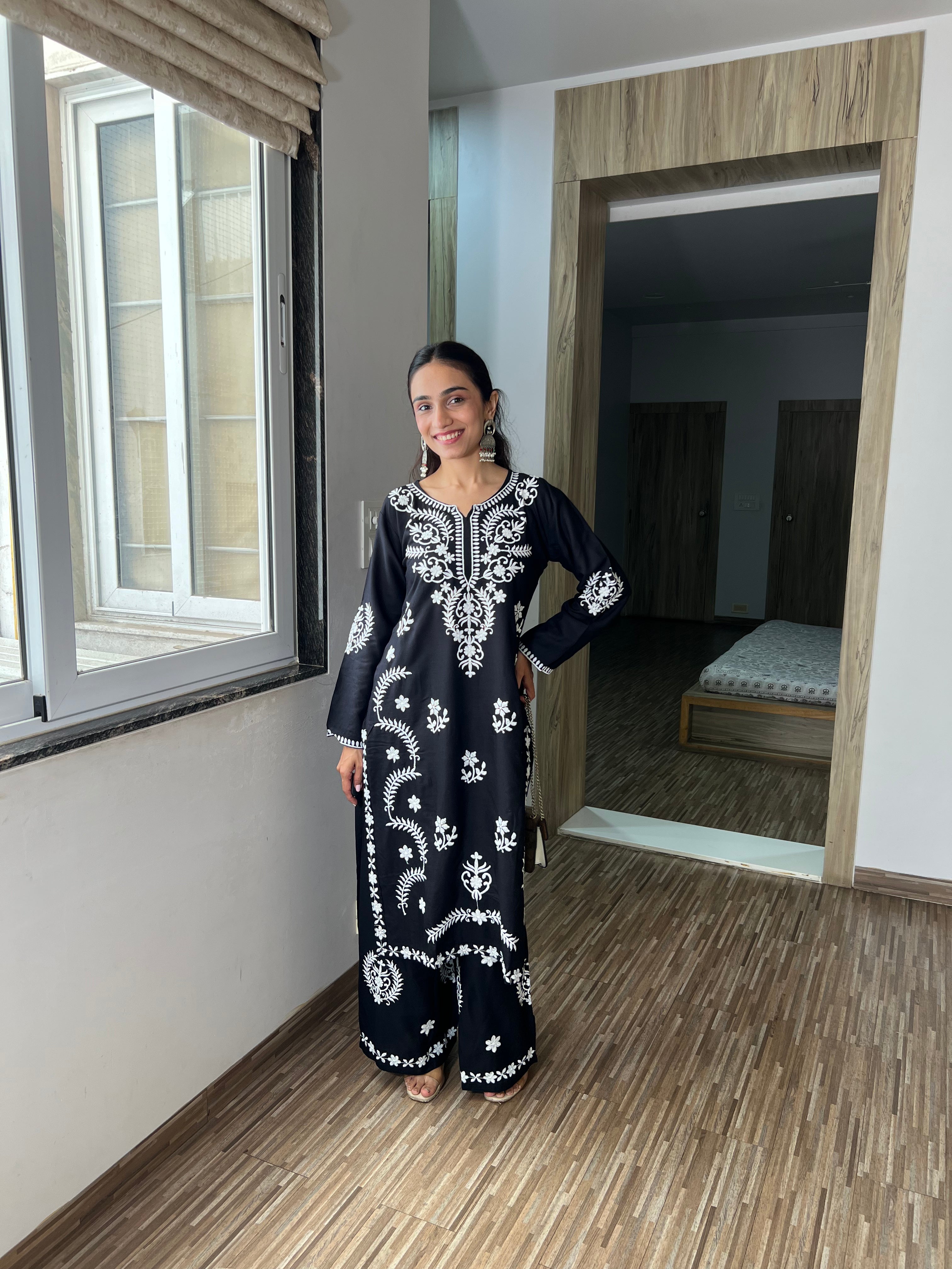 Sitara Stylish Black Chikankari Kurta with Palazzo – Versatile Ethnic Wear