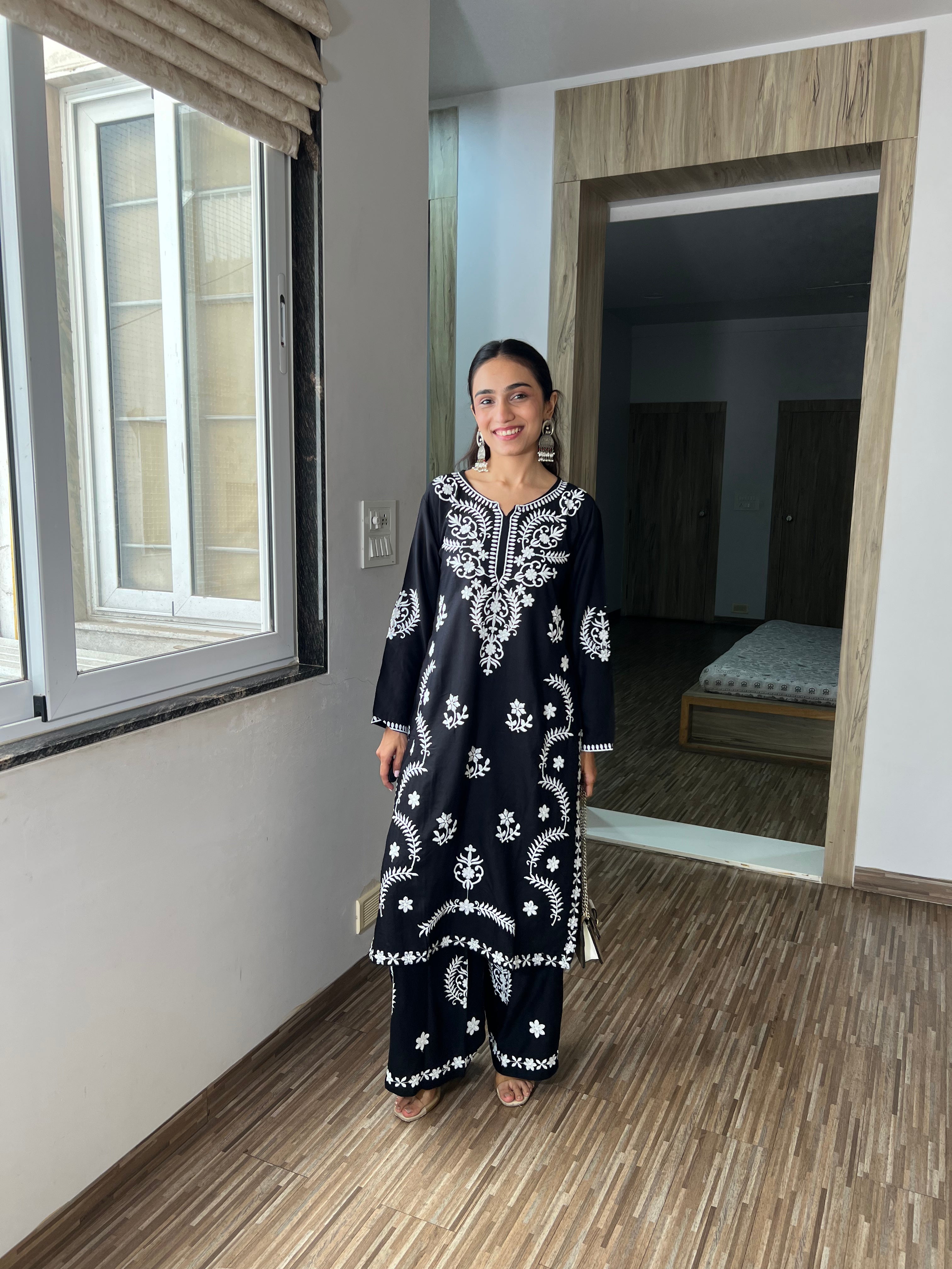 Sitara Stylish Black Chikankari Kurta with Palazzo – Versatile Ethnic Wear