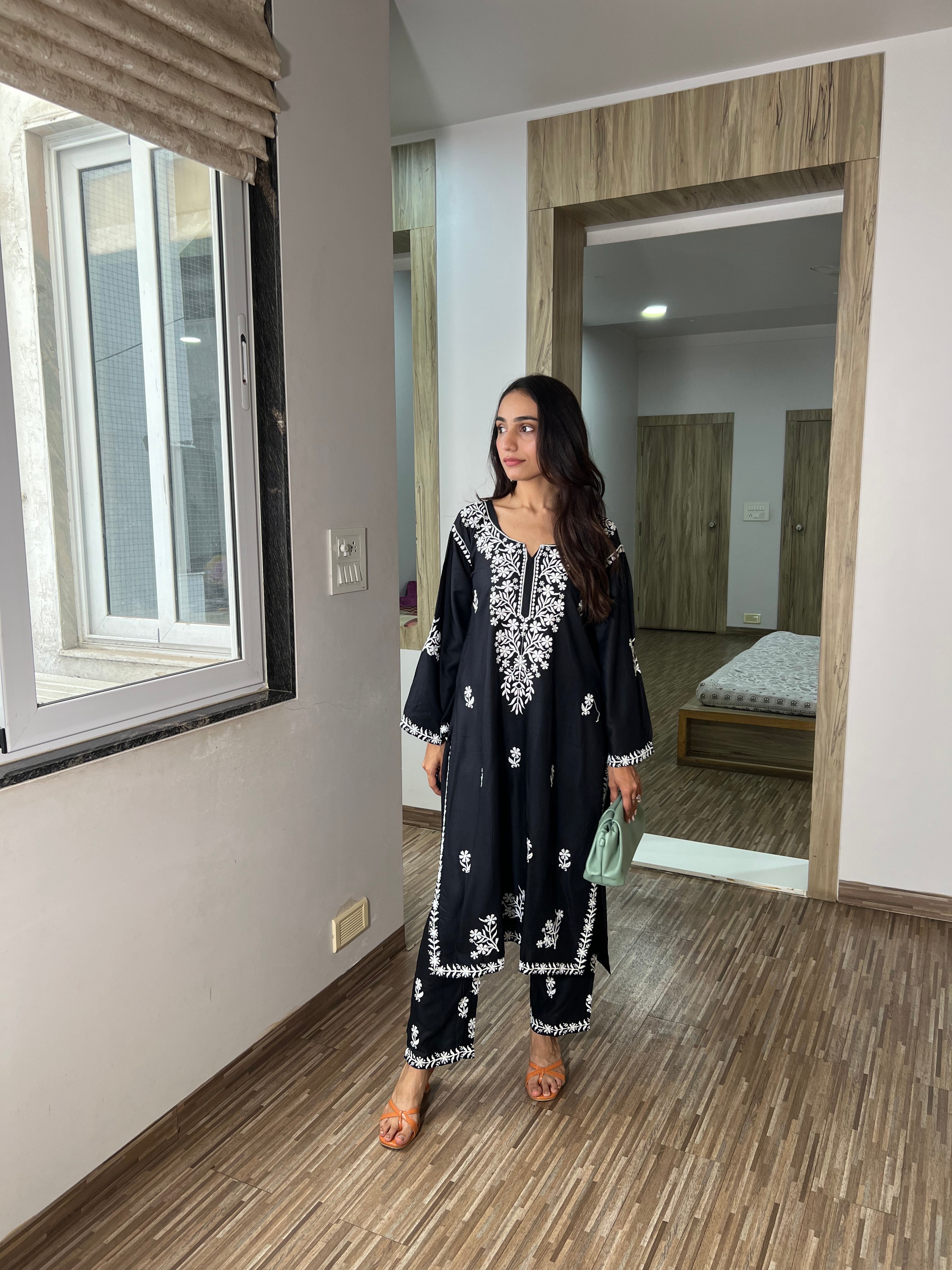 Raabta Black Chikankari Kurta with Pant – Classy & Timeless