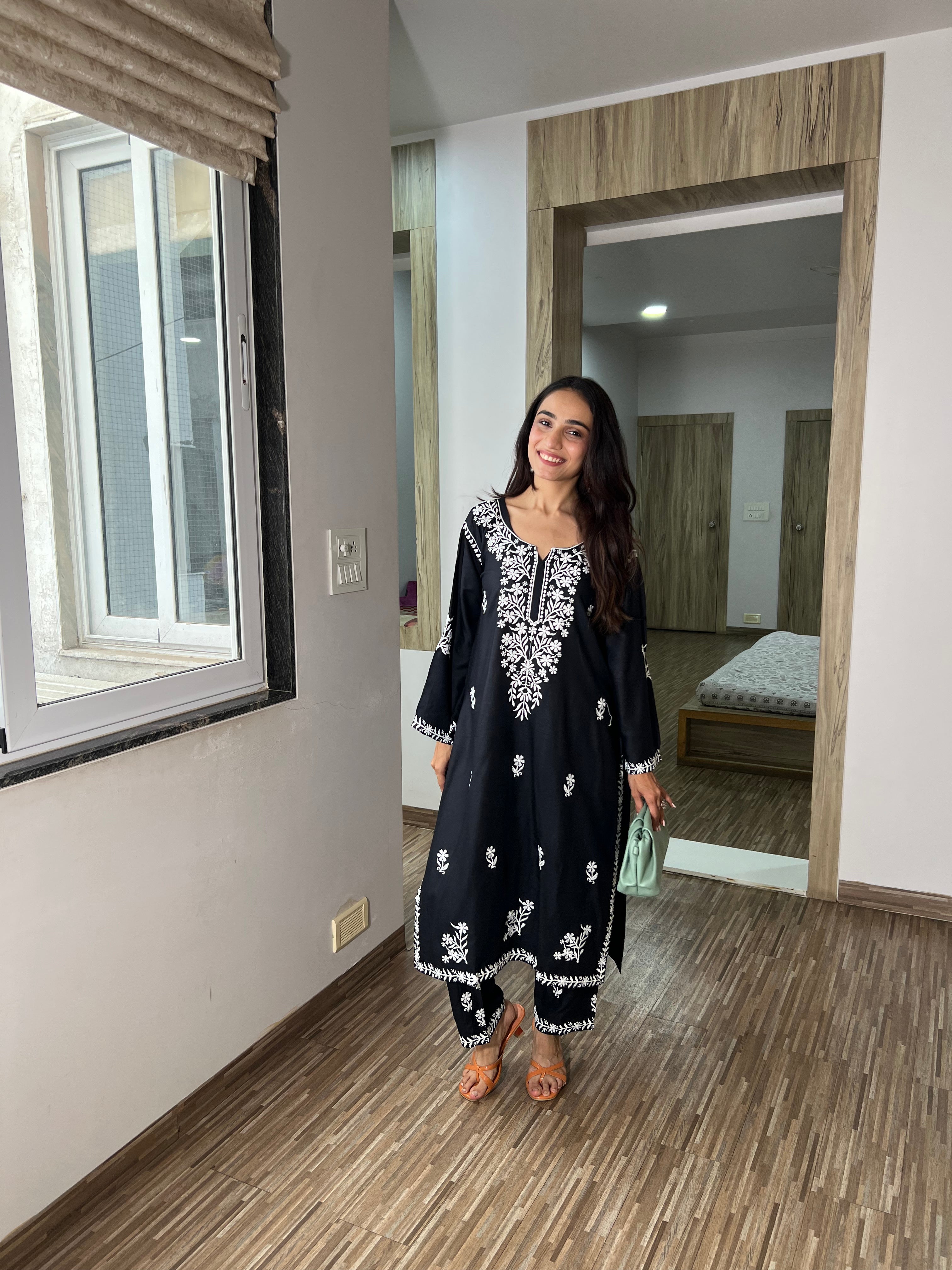 Raabta Black Chikankari Kurta with Pant – Classy & Timeless