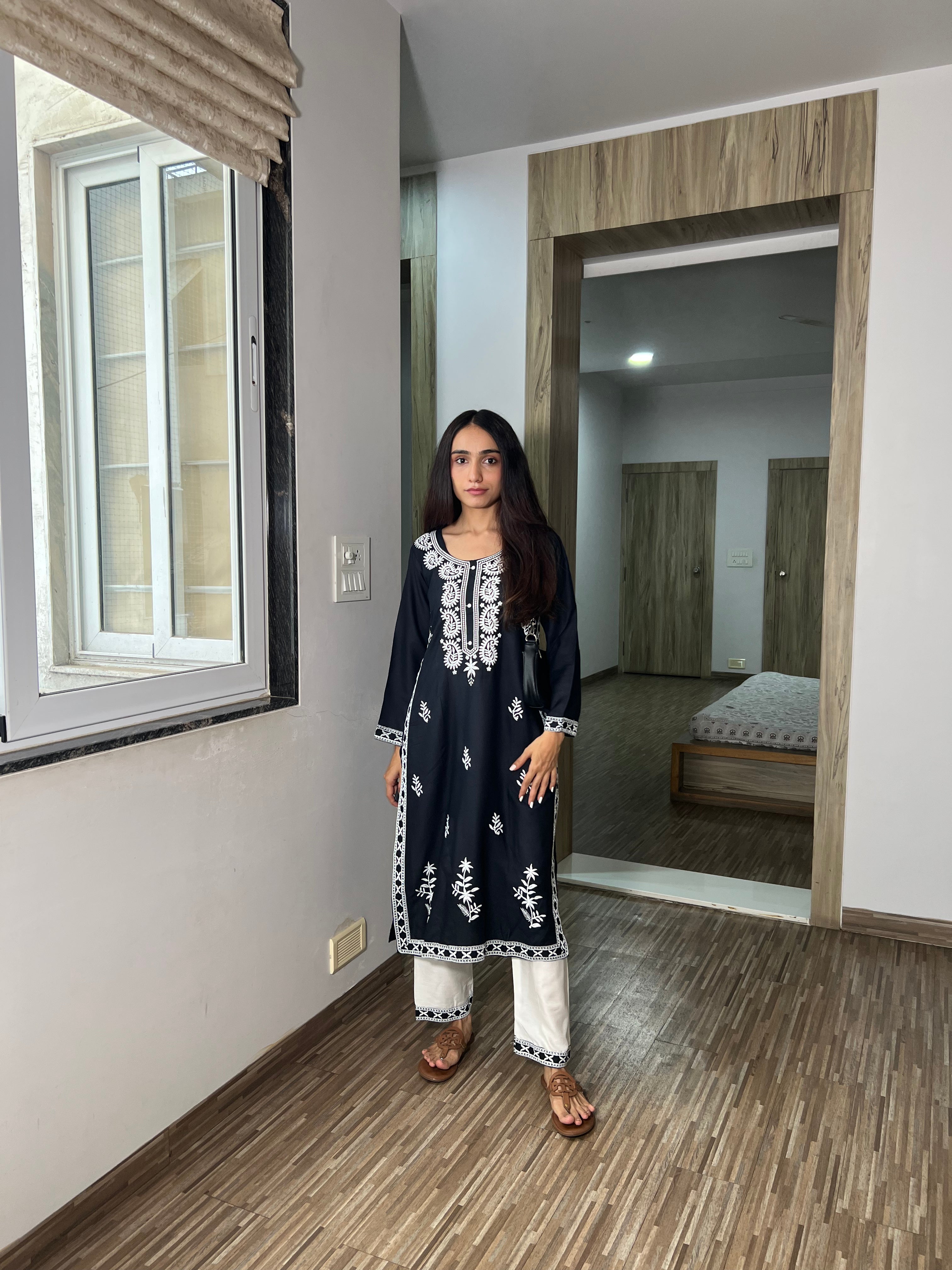 Husna Premium Black Chikankari Kurta with Matching Pant