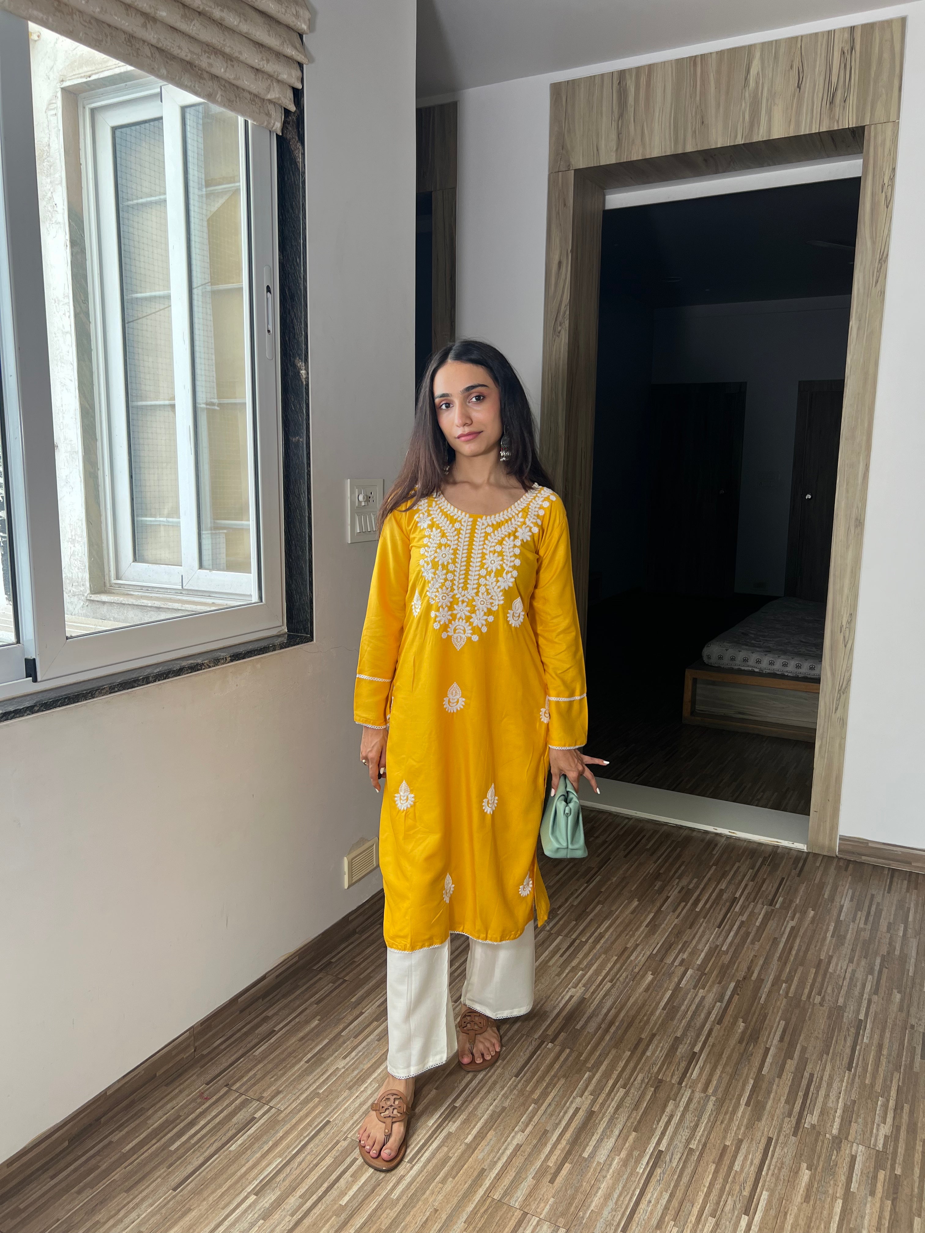 Meher Sunshine Yellow Chikankari Kurta & Plazo – Festive Ethnic Wear