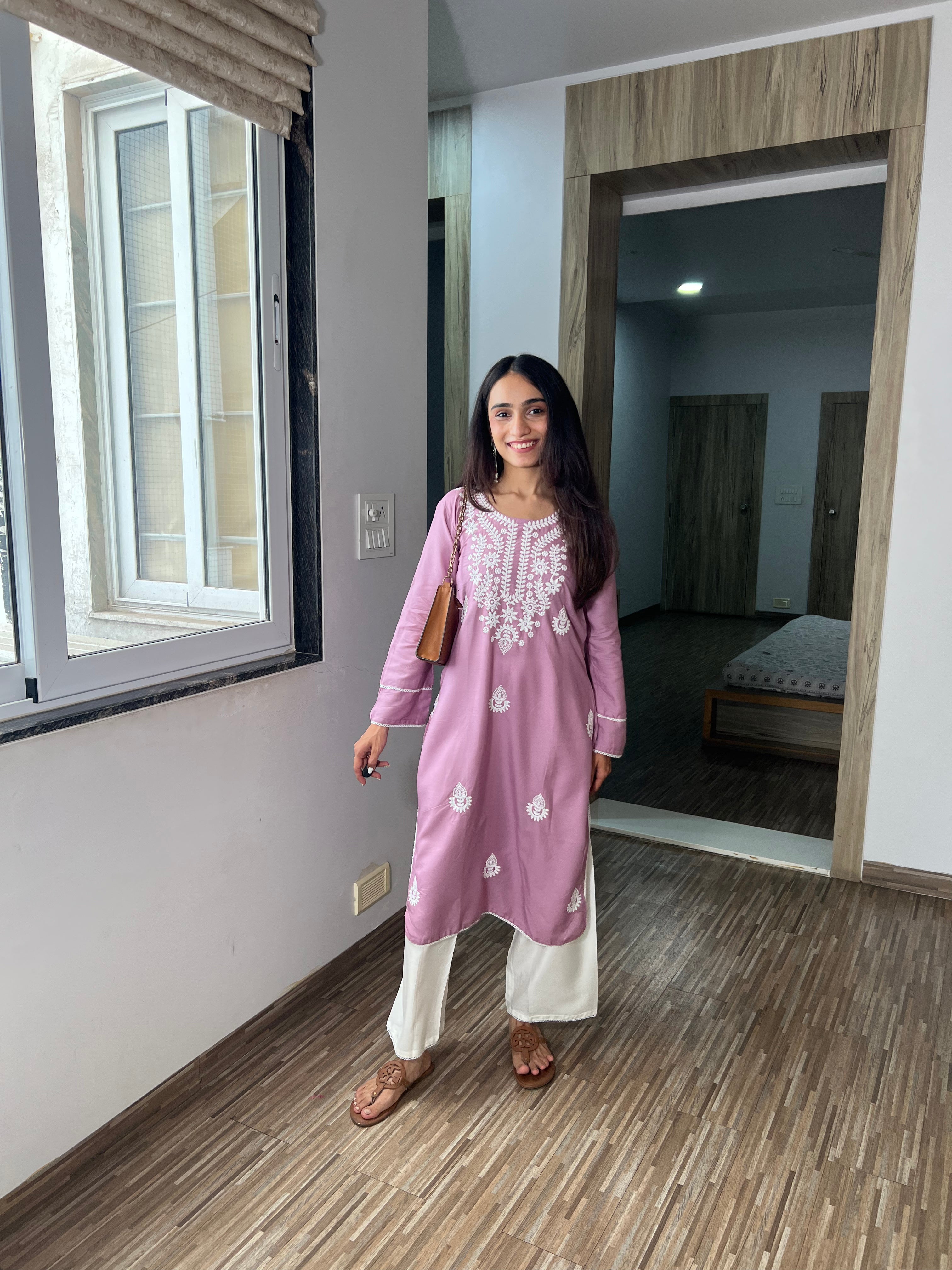 Meher Lavender Chikankari Kurta with Plazo – Stylish Summer Outfit